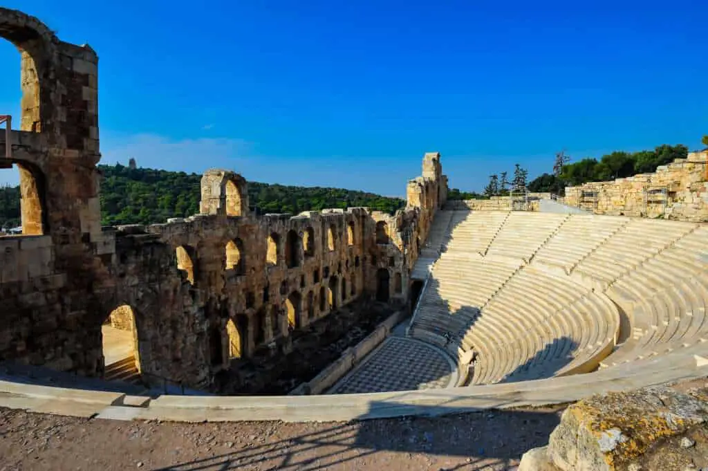 Ancient ampitheater, featured image for Greek myth retellings article, image by Steven Milligan on Scop.io